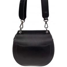На фото 3 - Круглая женская сумка из искусственной кожи, цвет черный