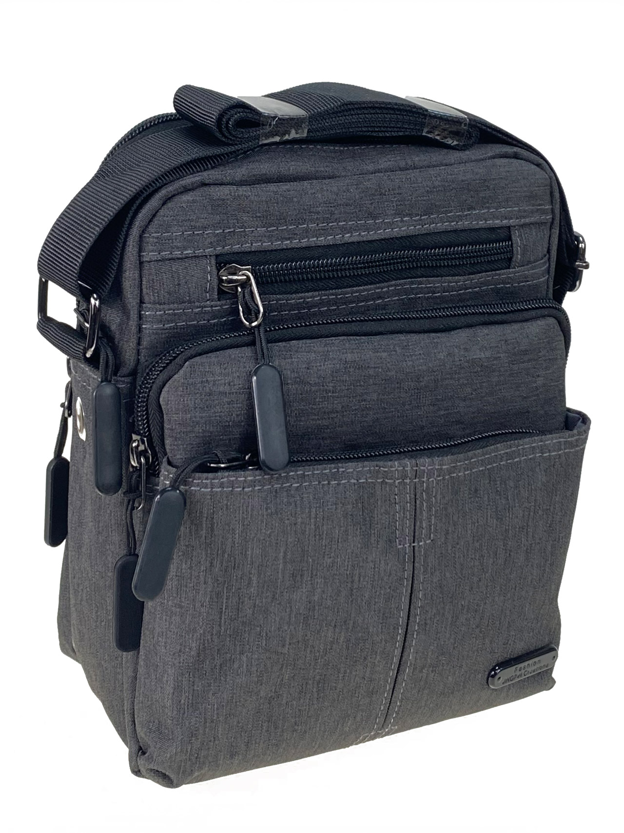На фото 2 - Мужская  сумка из текстиля, цвет серый