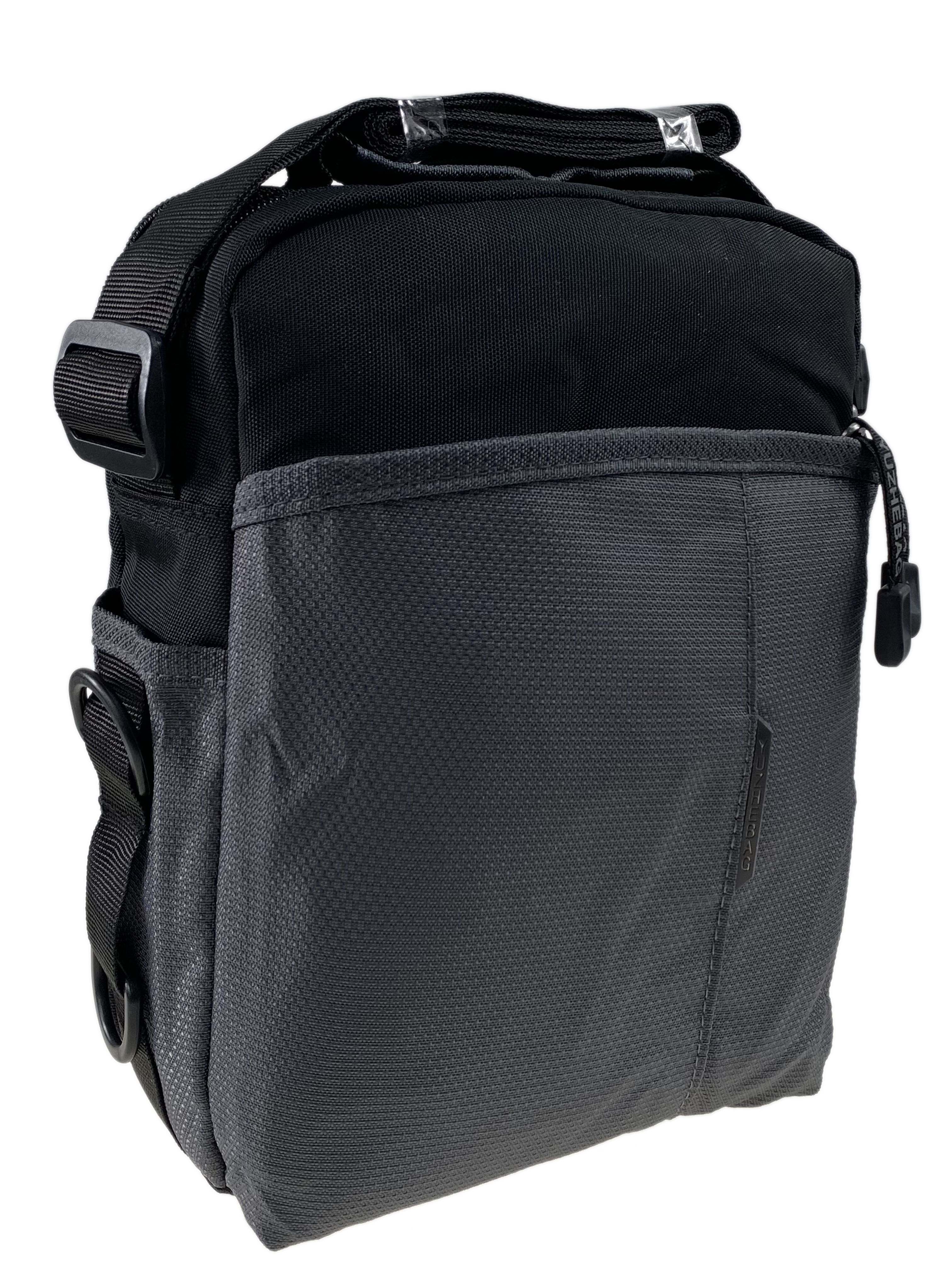 Мужская сумка из текстиля, цвет серый/чёрный