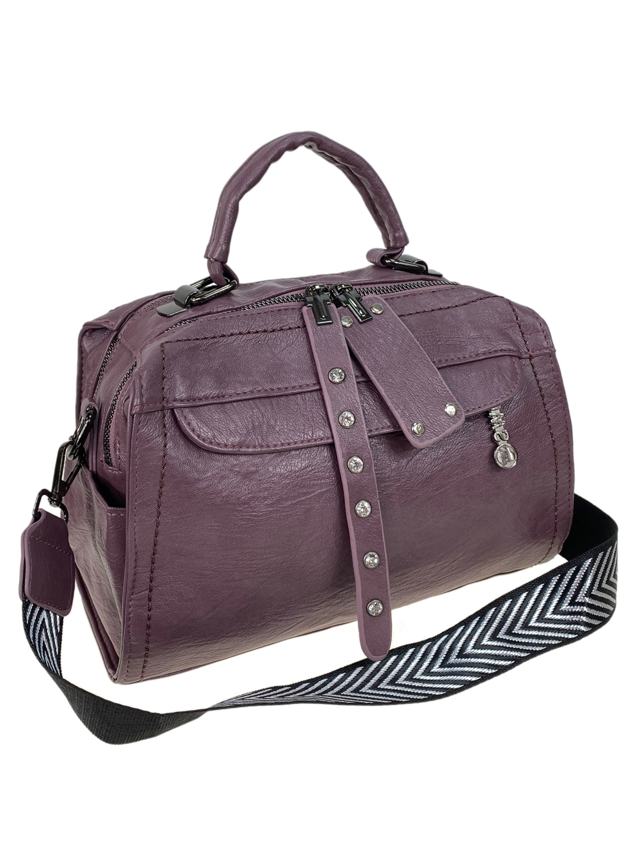 На фото 2 - Женская  сумка из искусственной кожи, цвет фиолетовый