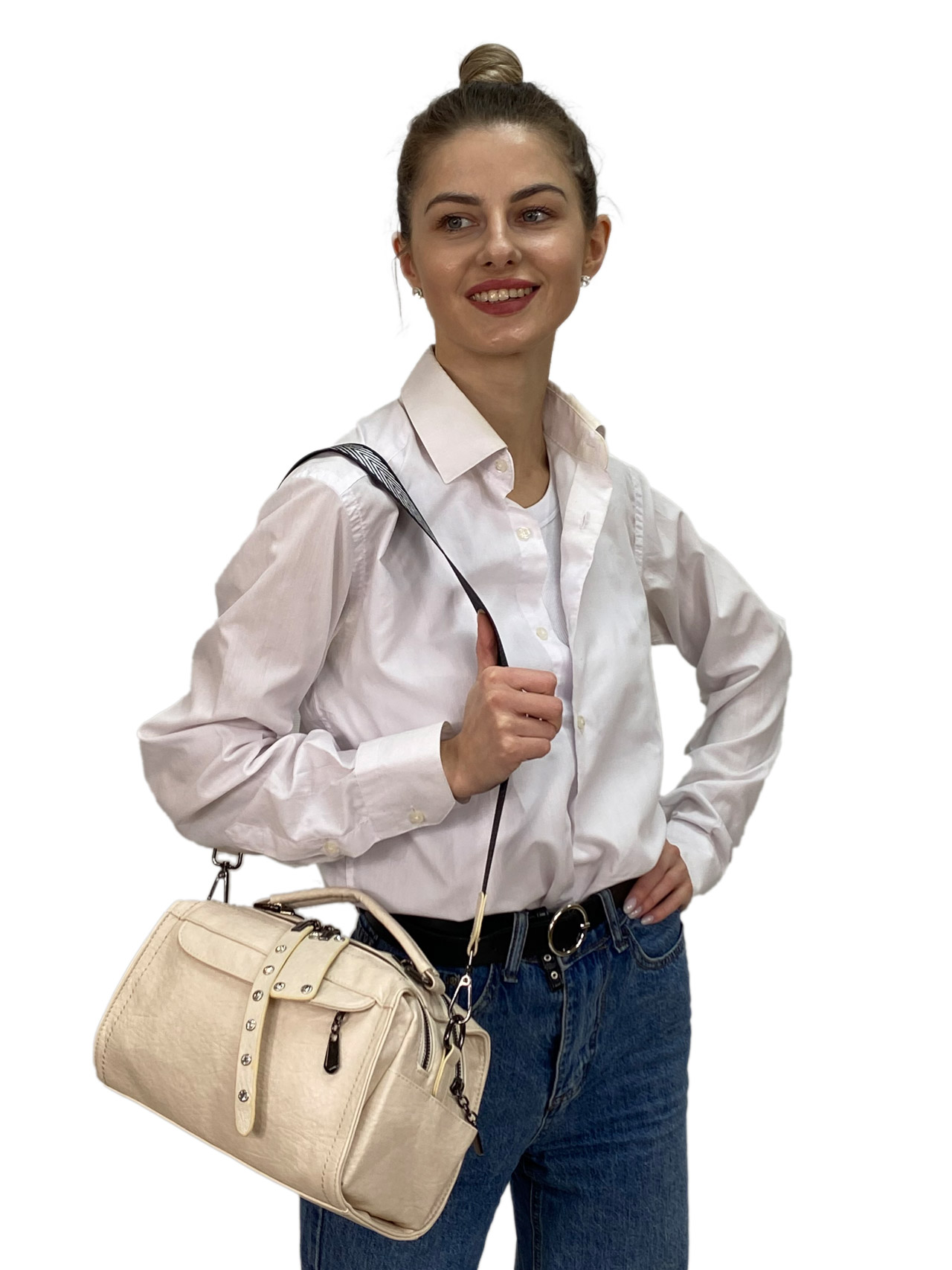 На фото 3 - Женская  сумка из искусственной кожи, цвет молочный