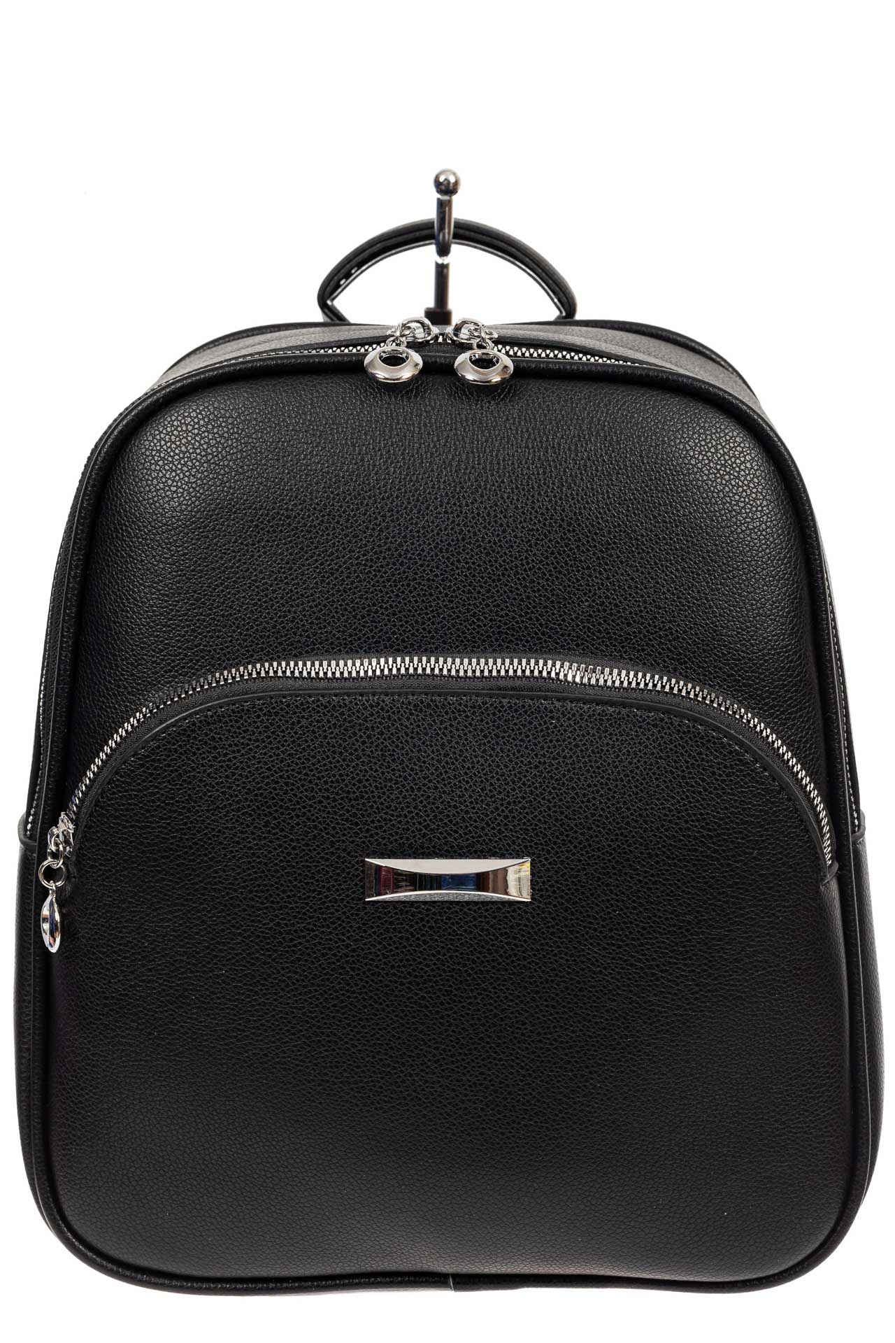 На фото 2 - Женский рюкзак из фактурной экокожи, цвет чёрный