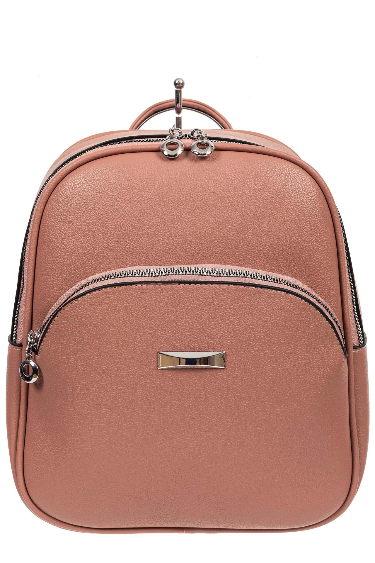 На фото 2 - Женский рюкзак из фактурной экокожи, цвет розовый
