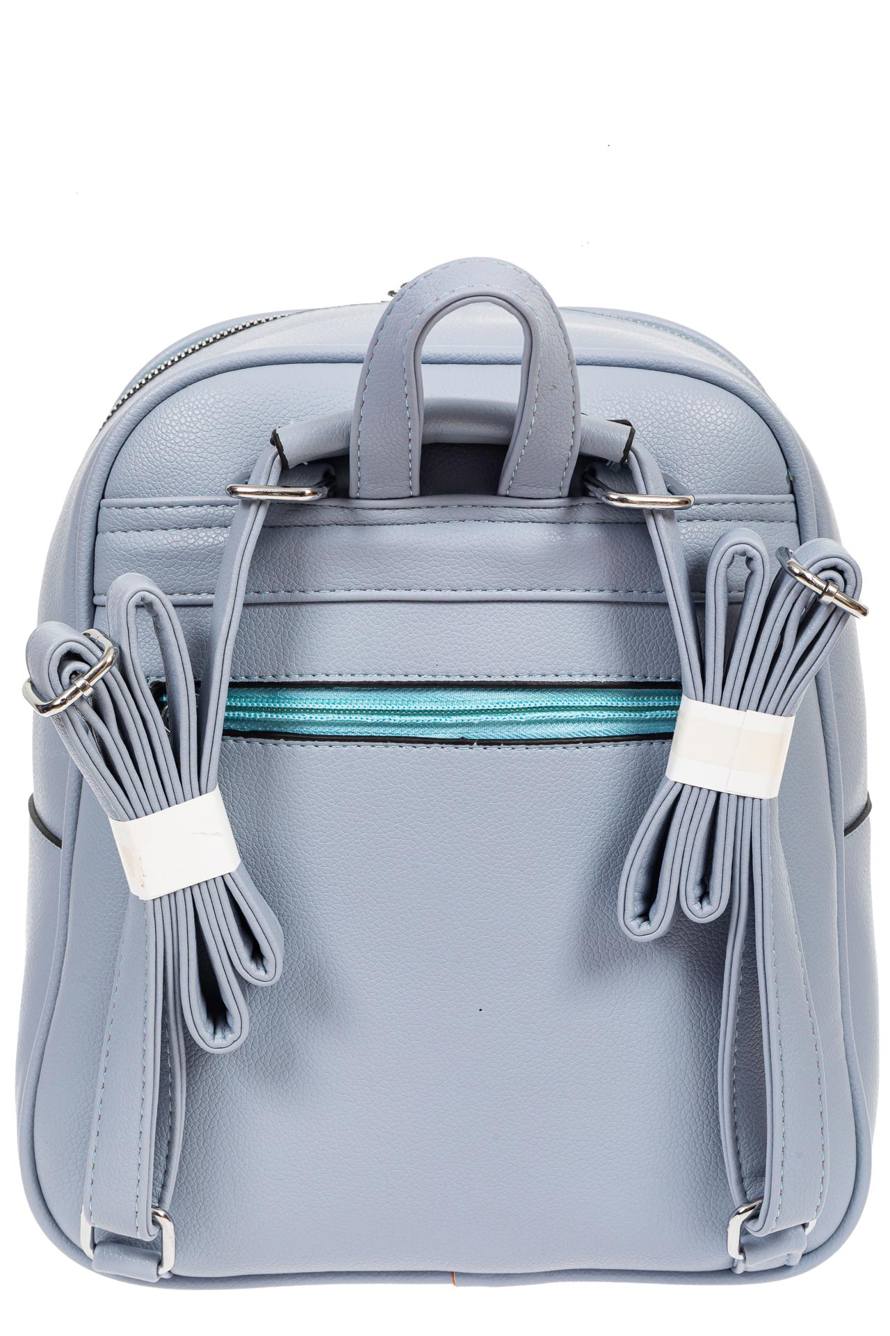 На фото 3 - Женский рюкзак из фактурной экокожи, цвет голубой