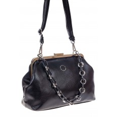 На фото 2 - Вечерняя женская сумка с фермуаром из мягкой экокожи, цвет черный