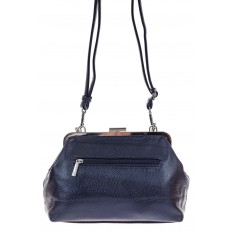 На фото 3 - Вечерняя женская сумка с фермуаром из мягкой экокожи, цвет синий