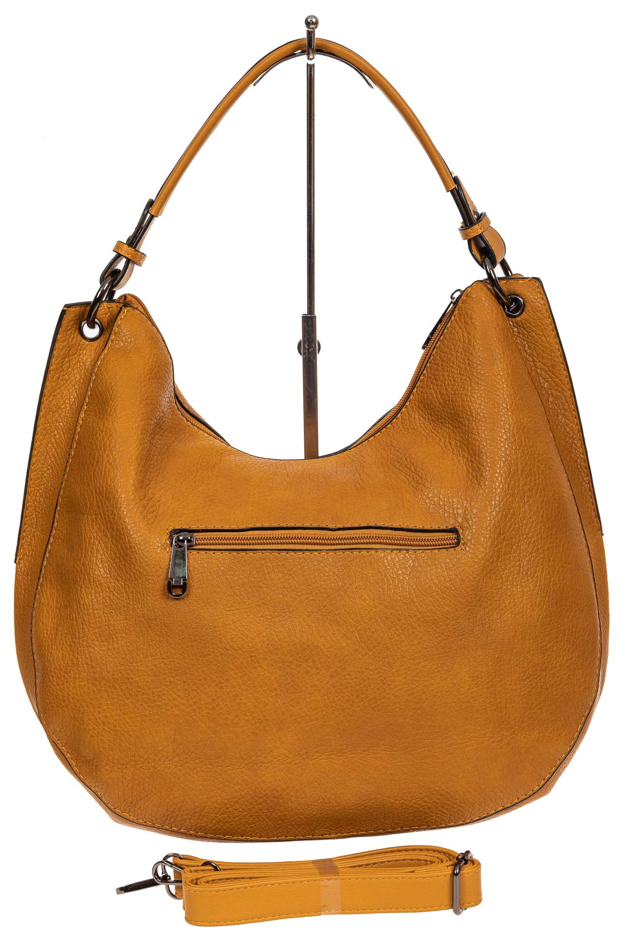 На фото 3 - Женская сумка хобо из искусственной кожи, цвет жёлто-оранжевый