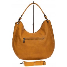 На фото 3 - Женская сумка хобо из искусственной кожи, цвет жёлто-оранжевый