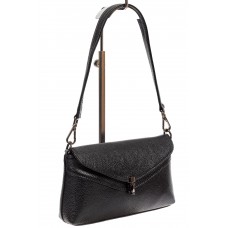 На фото 1 - Женская маленькая сумка из фактурной натуральной кожи, цвет чёрный