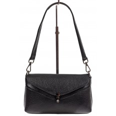 На фото 2 - Женская маленькая сумка из фактурной натуральной кожи, цвет чёрный