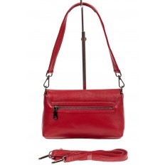 На фото 3 - Женская маленькая сумка из фактурной натуральной кожи, цвет красный