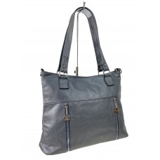 На фото 1 - Женская сумка хобо из гладкой экокожи, цвет серый