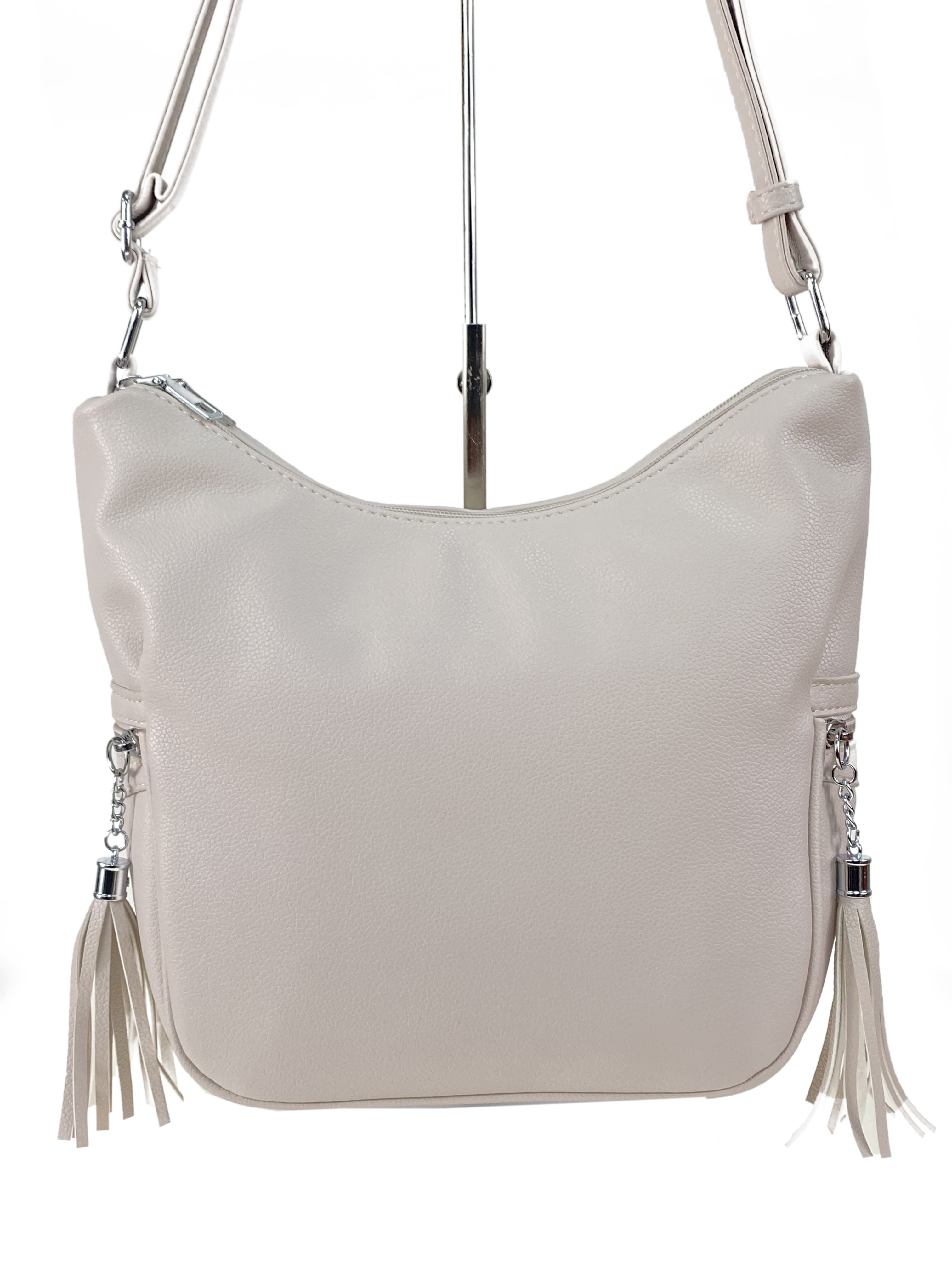 На фото 2 - Женская сумка хобо из искусственной кожи, цвет  светло бежевый