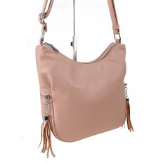На фото 3 - Женская сумка хобо из искусственной кожи, цвет розовый