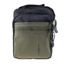 На фото 2 - Мужская сумка  из текстиля, цвет хаки/чёрный