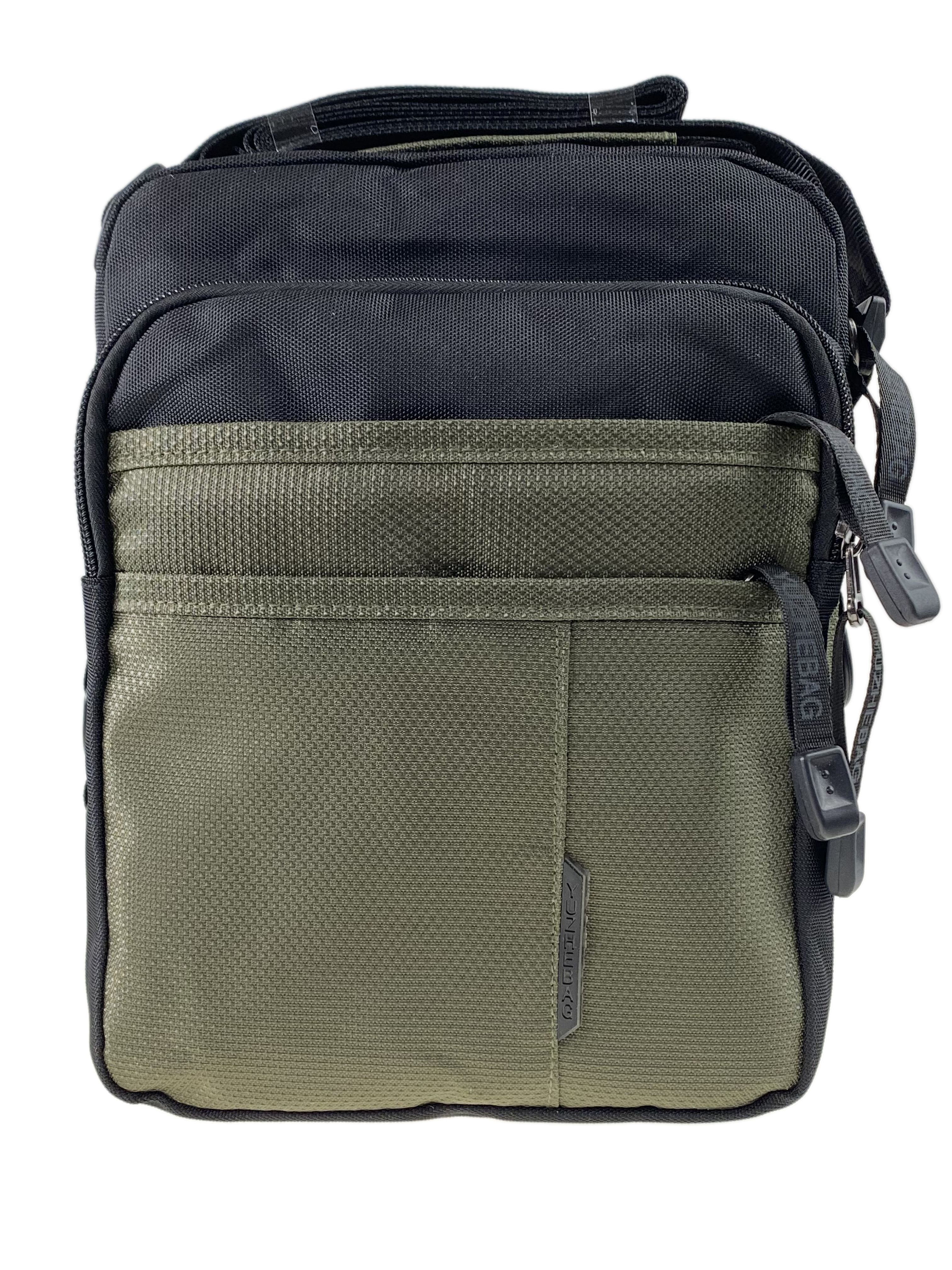 На фото 2 - Мужская сумка  из текстиля, цвет хаки/чёрный