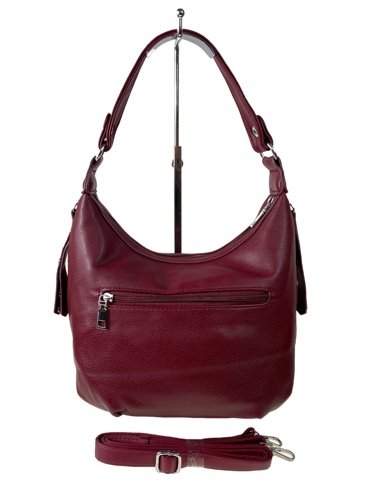 На фото 2 - Женская сумка из искусственной кожи, цвет бордовый