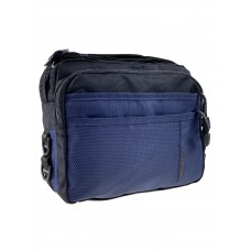 На фото 1 - Мужская сумка  из текстиля, цвет синий/чёрный