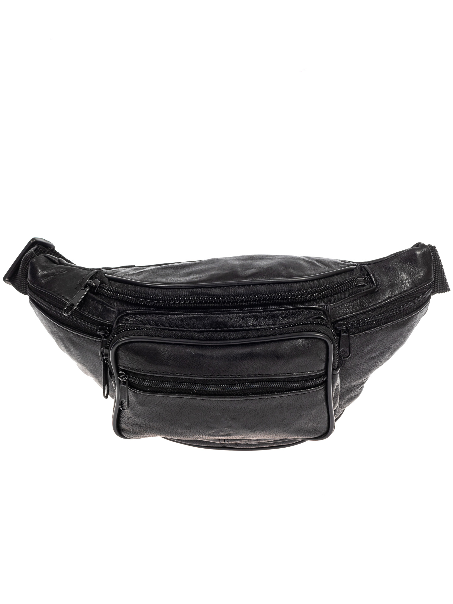 На фото 2 - Мужская поясная сумка из мягкой натуральной кожи, цвет чёрный