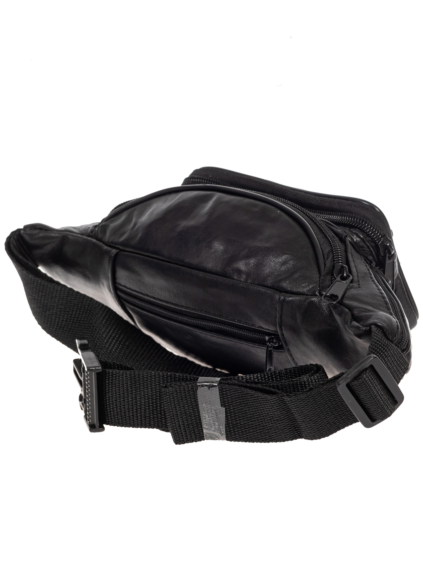 На фото 3 - Мужская поясная сумка из мягкой натуральной кожи, цвет чёрный