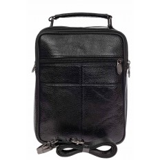 На фото 3 - Кожаная мужская сумка для документов, цвет чёрный