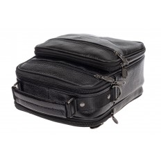 На фото 4 - Кожаная мужская сумка для документов, цвет чёрный