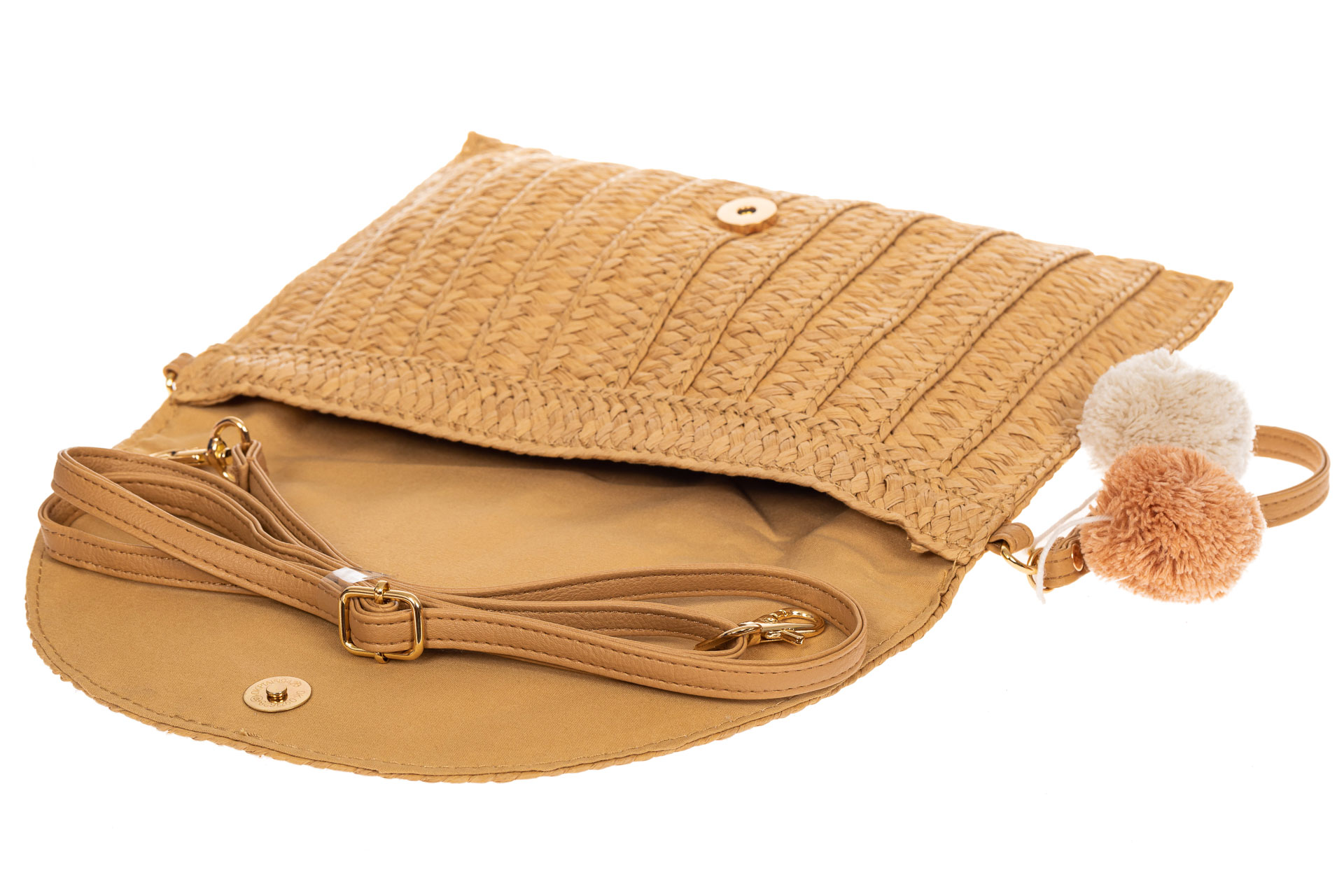На фото 4 - Женская сумка-клатч из соломы, цвет бежевый
