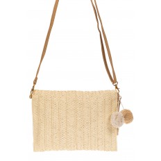 На фото 3 - Женская сумка-клатч из соломы, цвет молочный