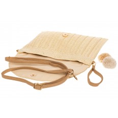 На фото 4 - Женская сумка-клатч из соломы, цвет молочный