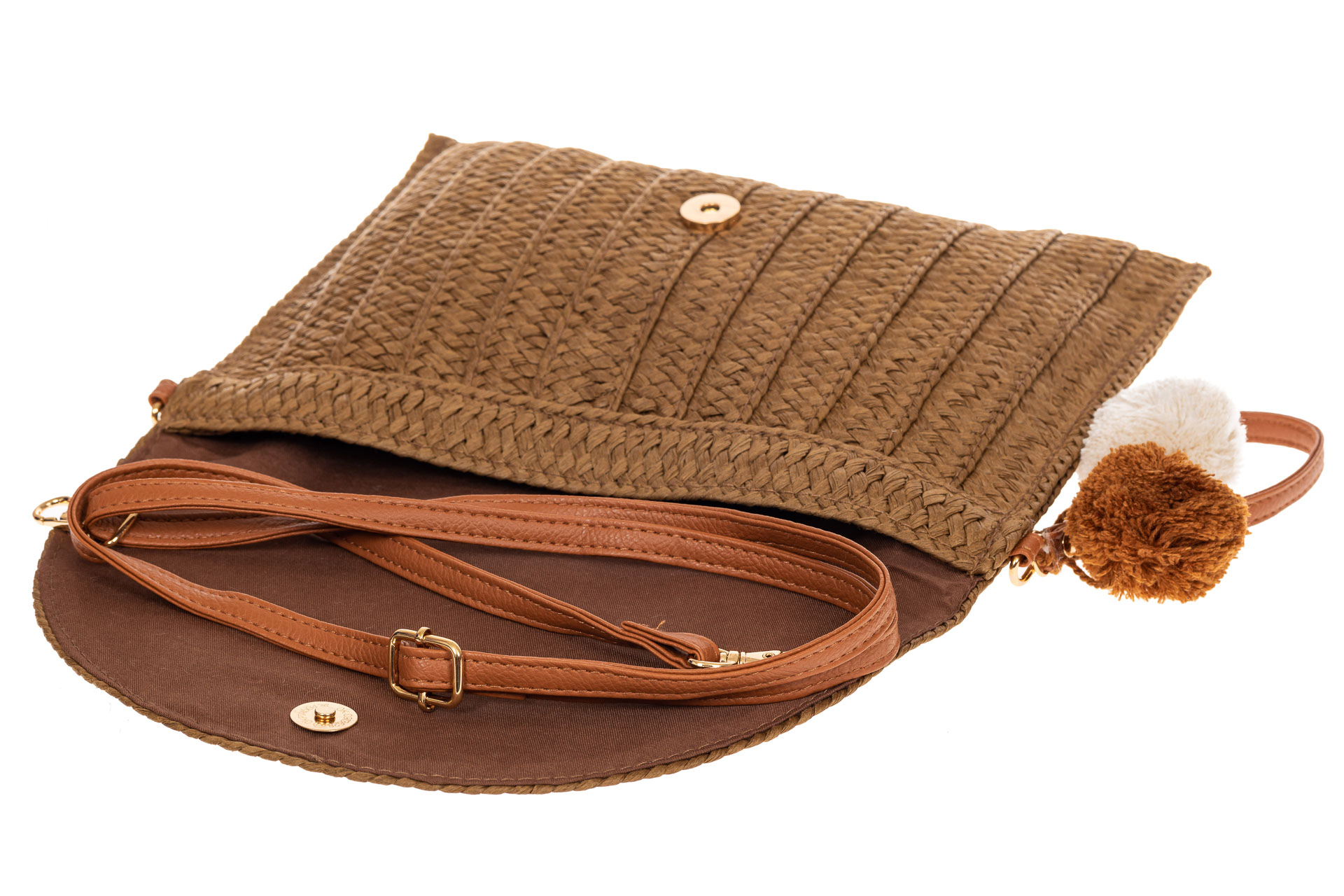 На фото 5 - Женская сумка-клатч из соломы, цвет коричневый