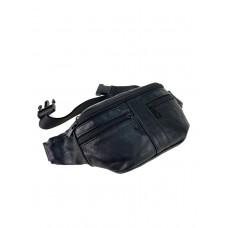 На фото 1 - Мужская поясная сумка из мягкой натуральной кожи, цвет чёрный