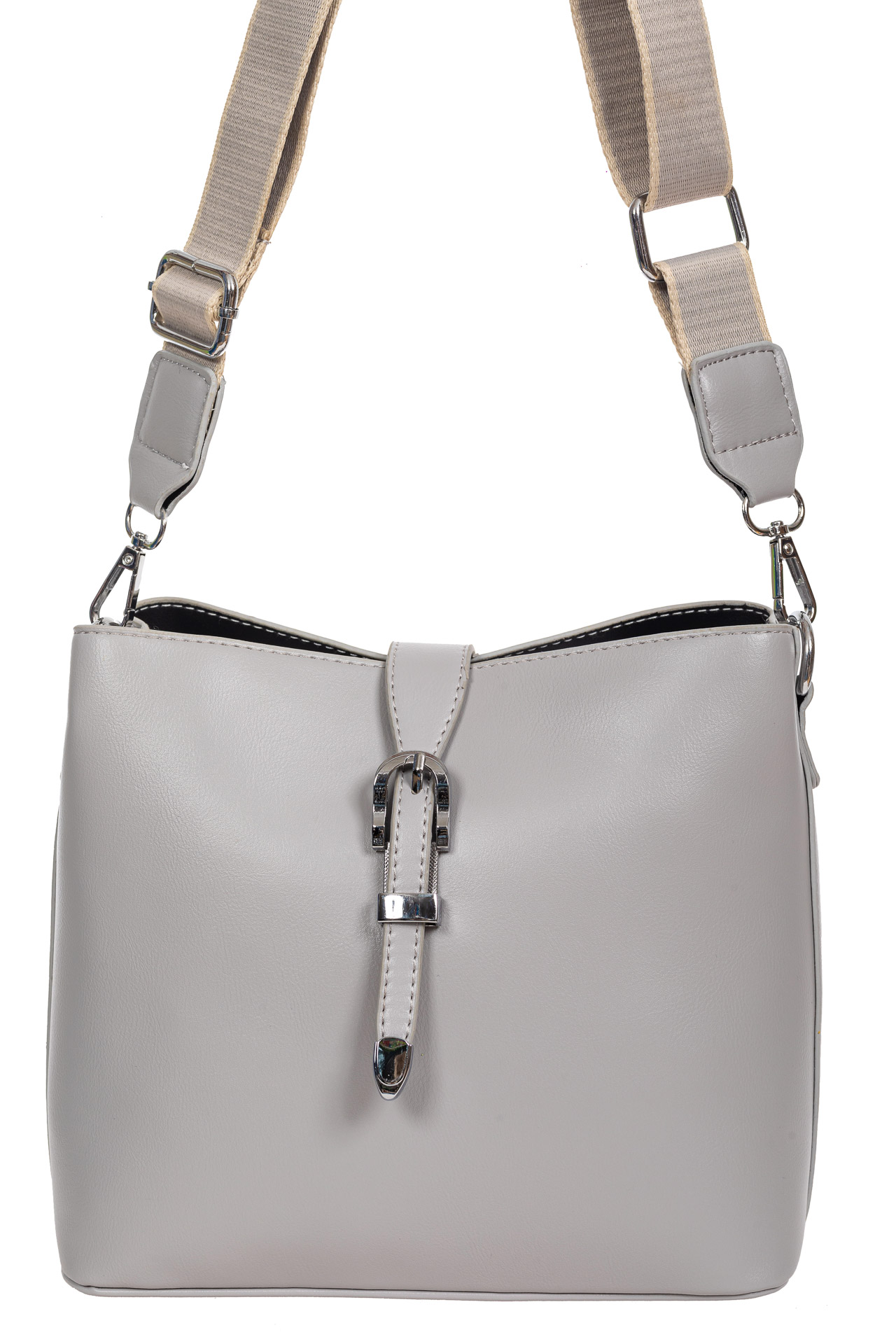 На фото 2 - Женская сумка через плечо из экокожи, цвет серый