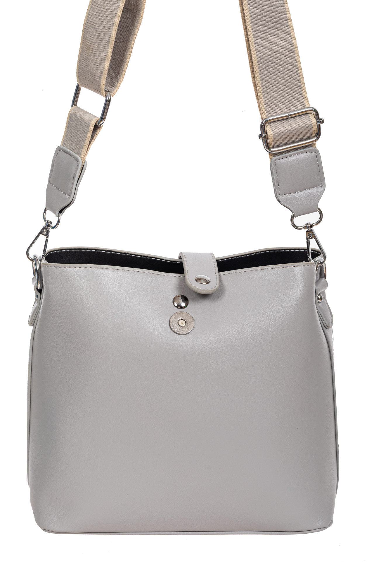 На фото 3 - Женская сумка через плечо из экокожи, цвет серый