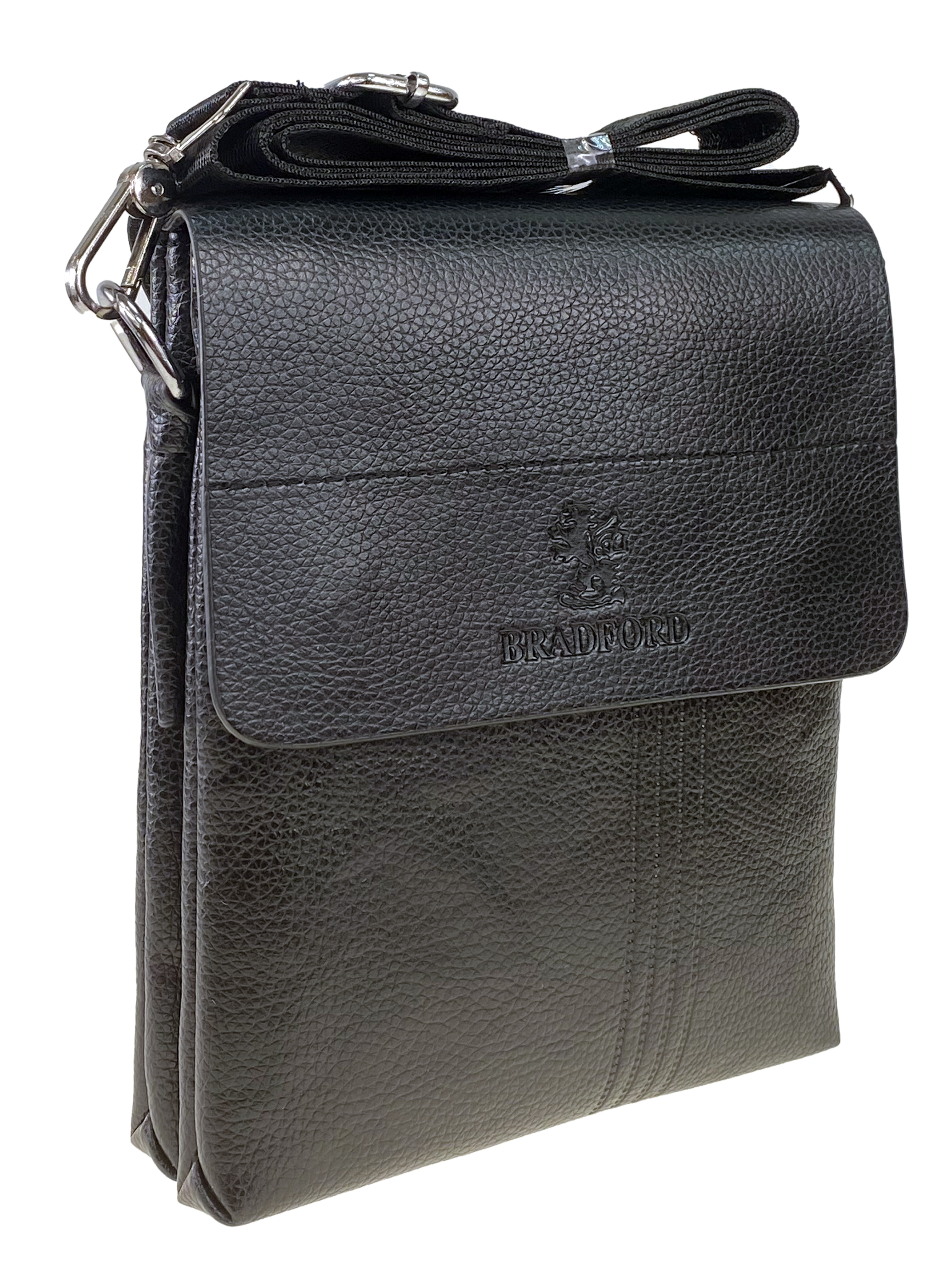 На фото 1 - Мужская сумка планшет из фактурной экокожи, цвет чёрный