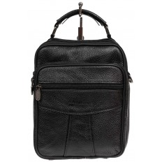 На фото 2 - Мужская повседневная сумка из фактурной натуральной кожи, цвет чёрный