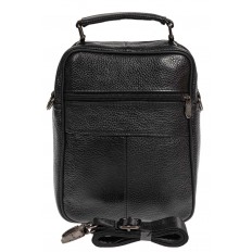 На фото 3 - Мужская повседневная сумка из фактурной натуральной кожи, цвет чёрный