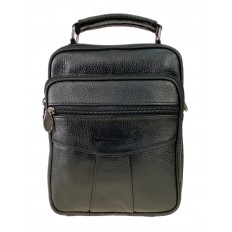 На фото 2 - Повседневная мужская сумка из фактурной натуральной кожи, цвет чёрный