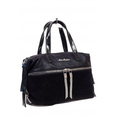 На фото 3 - Женская сумка хобо из натуральной замши и искусственной кожи, цвет черный