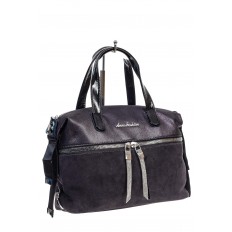 На фото 3 - Женская сумка хобо из натуральной замши и искусственной кожи, цвет серый