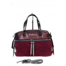 На фото 2 - Женская сумка хобо из натуральной замши и искусственной кожи, цвет бордо