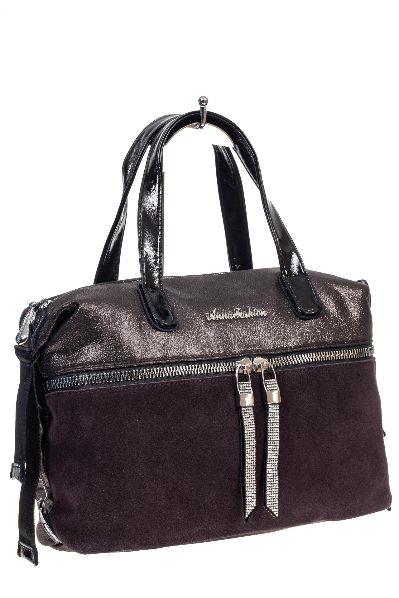 На фото 3 - Женская сумка хобо из натуральной замши и искусственной кожи, цвет шоколад