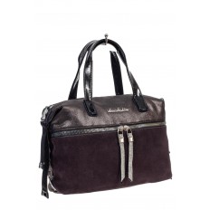 На фото 3 - Женская сумка хобо из натуральной замши и искусственной кожи, цвет шоколад