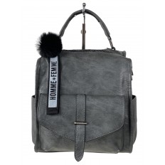 На фото 2 - Компактная сумка-рюкзак  из искусственной кожи, цвет  серый
