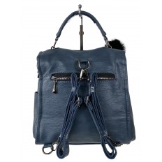 На фото 3 - Компактная сумка-рюкзак  из искусственной кожи, цвет  синий
