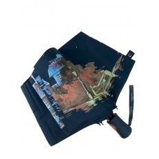 На фото 4 - Женский зонт полуавтомат с живописью, цвет синий