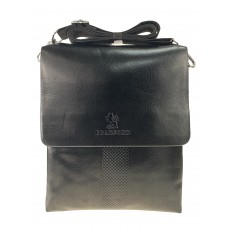 На фото 2 - Мужская сумка мессенджер из гладкой искусственной кожи, чёрная