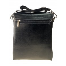 На фото 3 - Мужская сумка мессенджер из гладкой искусственной кожи, чёрная