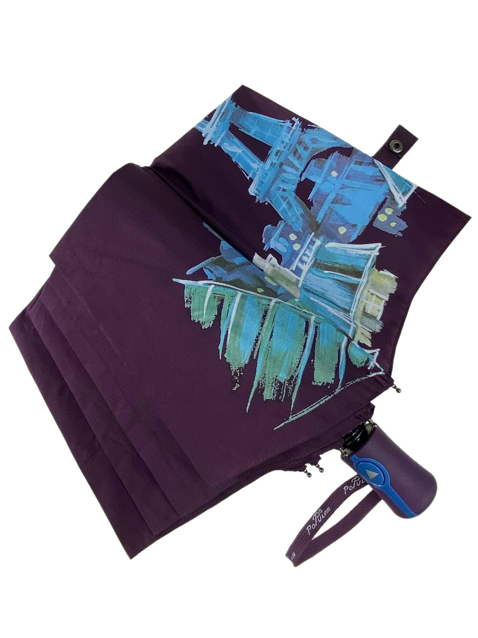 На фото 4 - Зонт женский полуавтомат с живописью, цвет фиолетовый