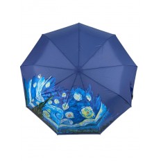 На фото 2 - Зонт женский полуавтомат с живописью, цвет синий