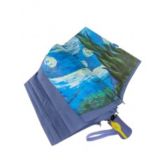 На фото 4 - Зонт женский полуавтомат с живописью, цвет синий